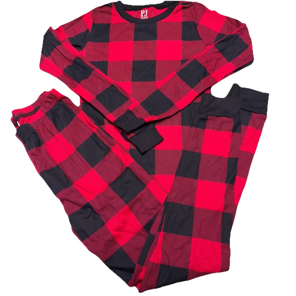 PJ Place Pajama Set 2pc Kids size 16 Red Black Buffalo Check 100% Cotton